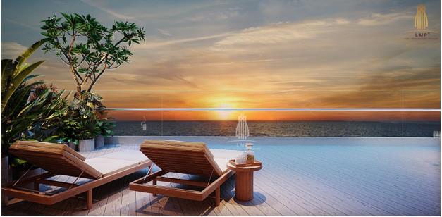 The balcony design maximizes the apartment's sea view angle.